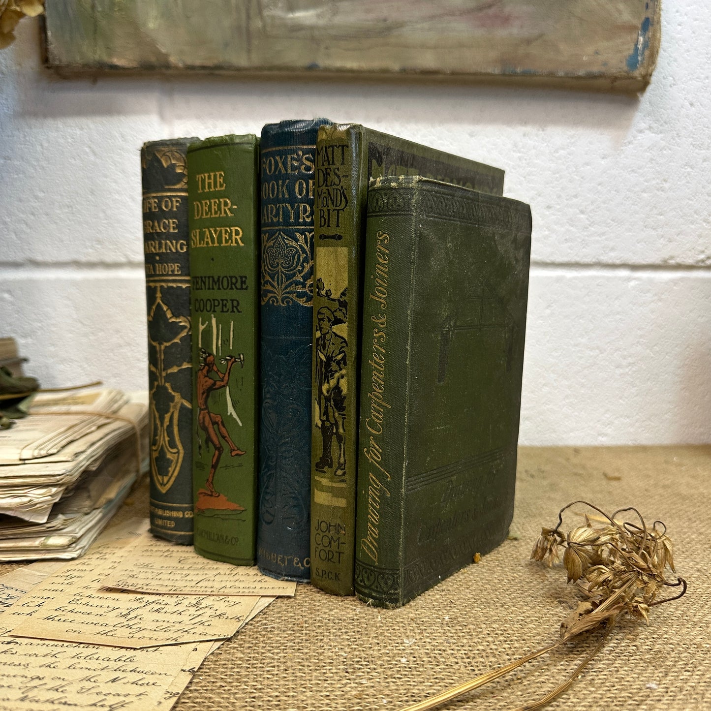 Stack of Green Coloured Books