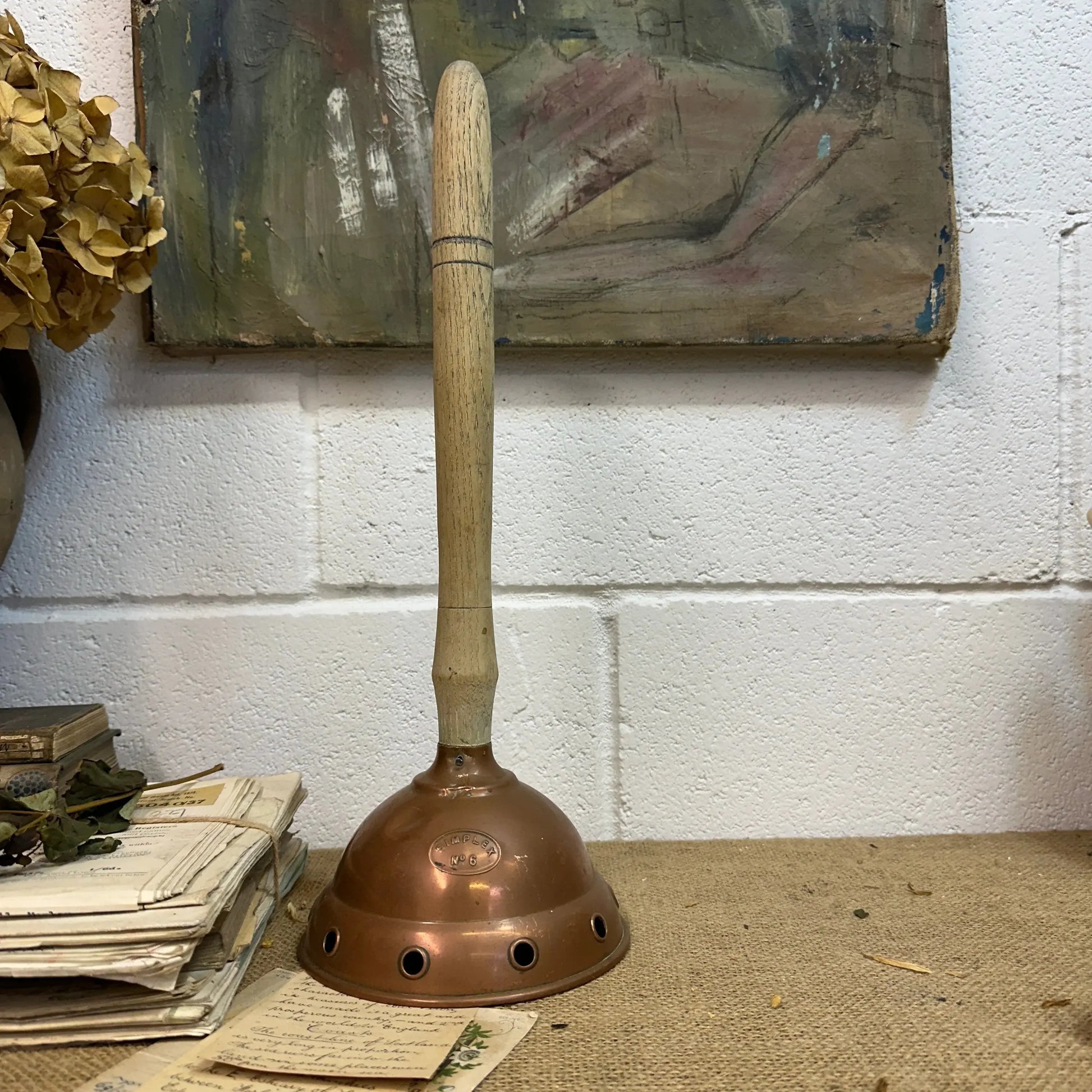 Antique Wooden & Copper Wash Dolly - The Blind Mole