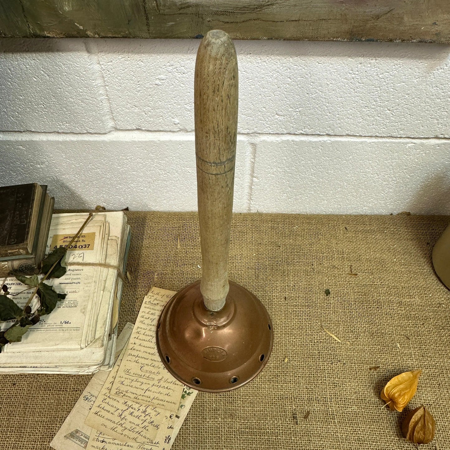 Antique Wooden & Copper Wash Dolly - The Blind Mole