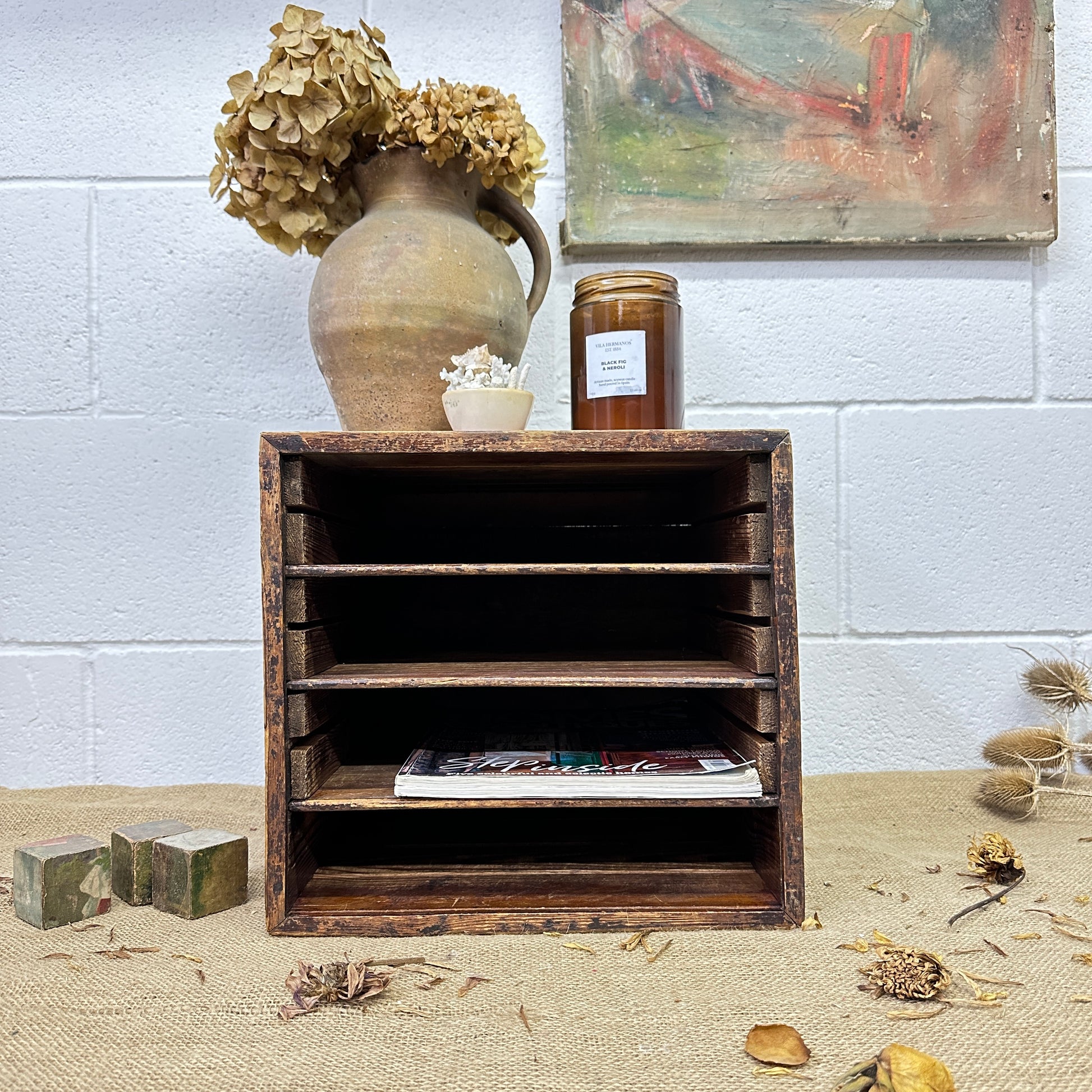 Wooden Desk Top File Organiser