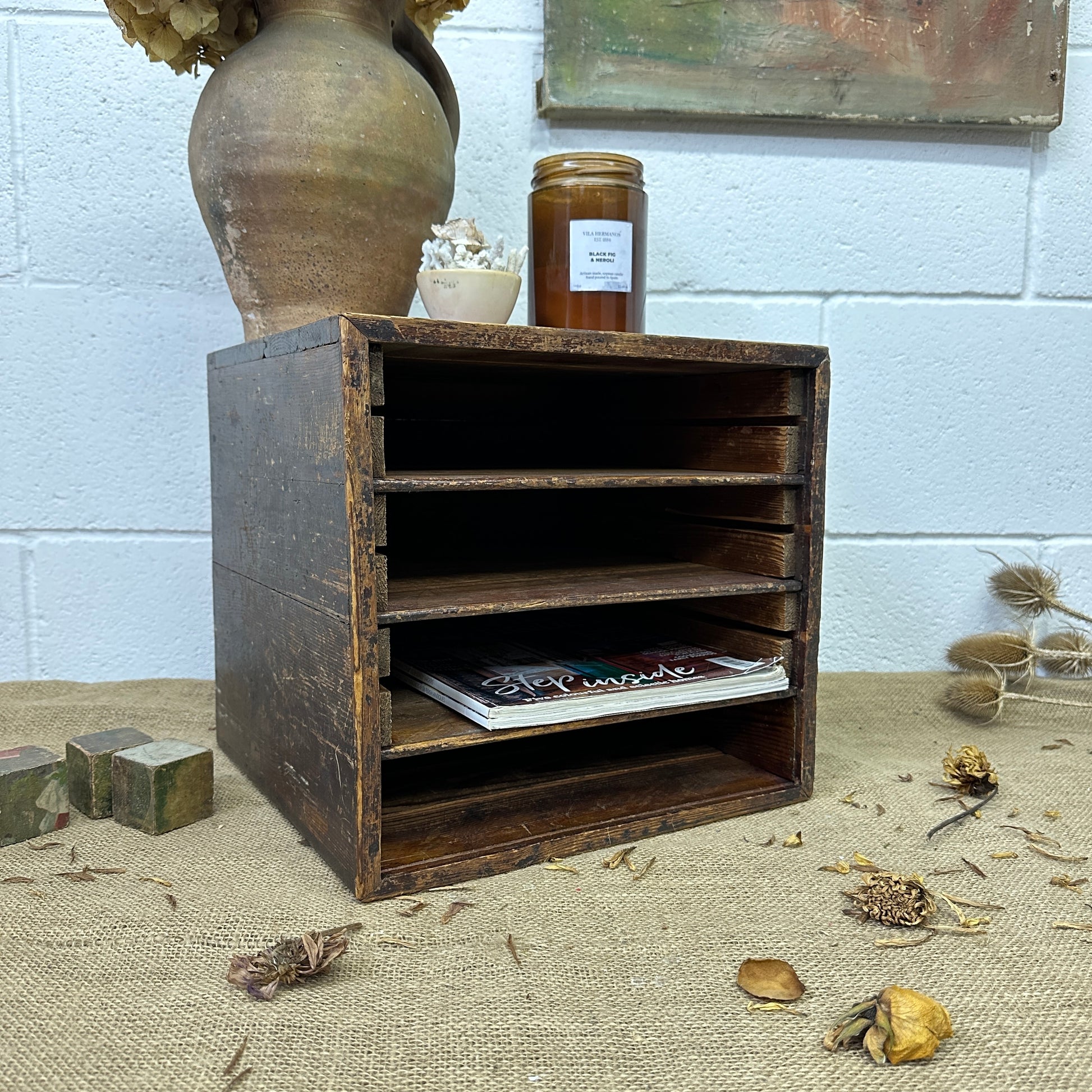 Wooden Desk Top File Organiser