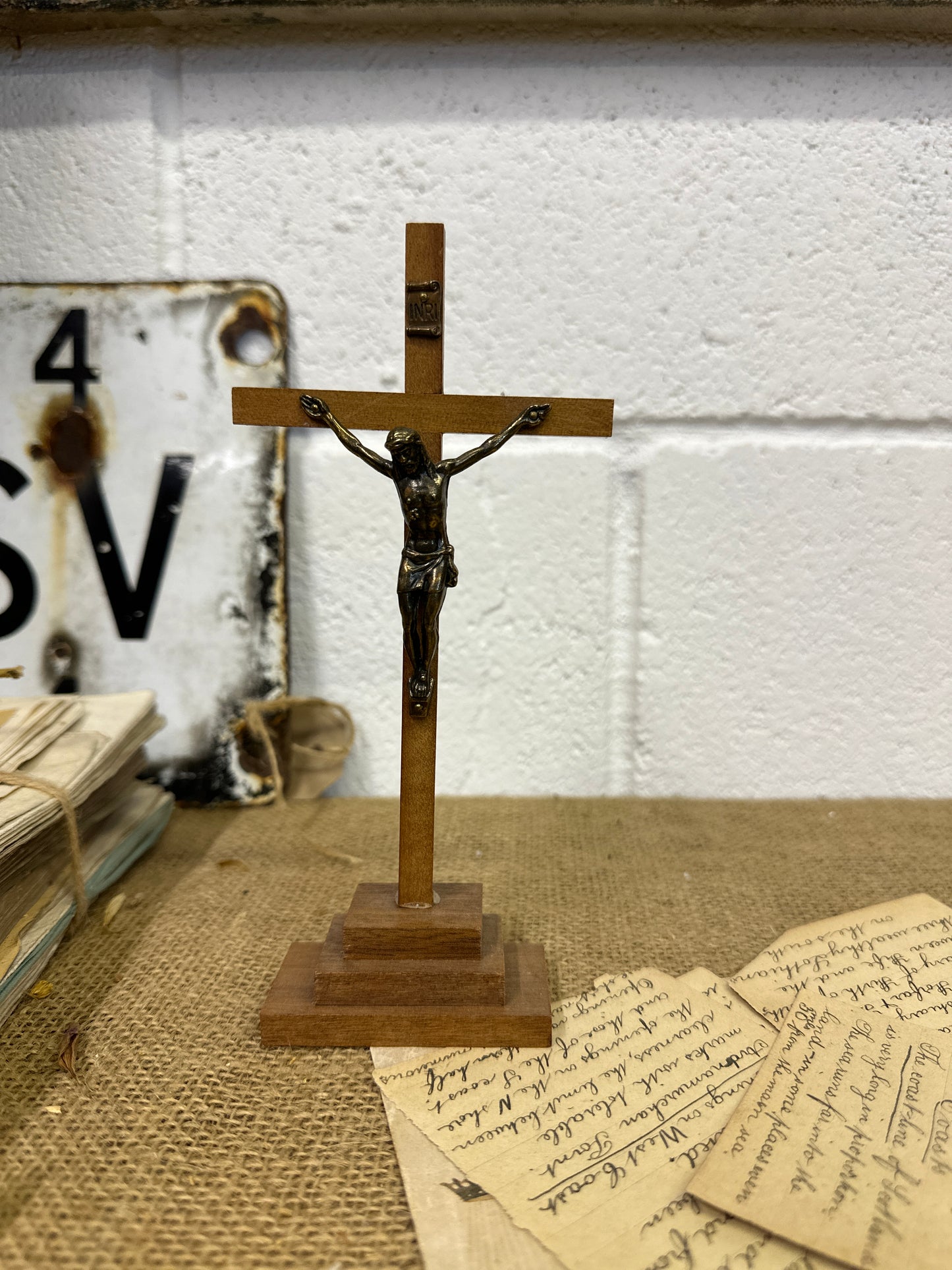 Vintage Small Standing Crucifix - The Blind Mole