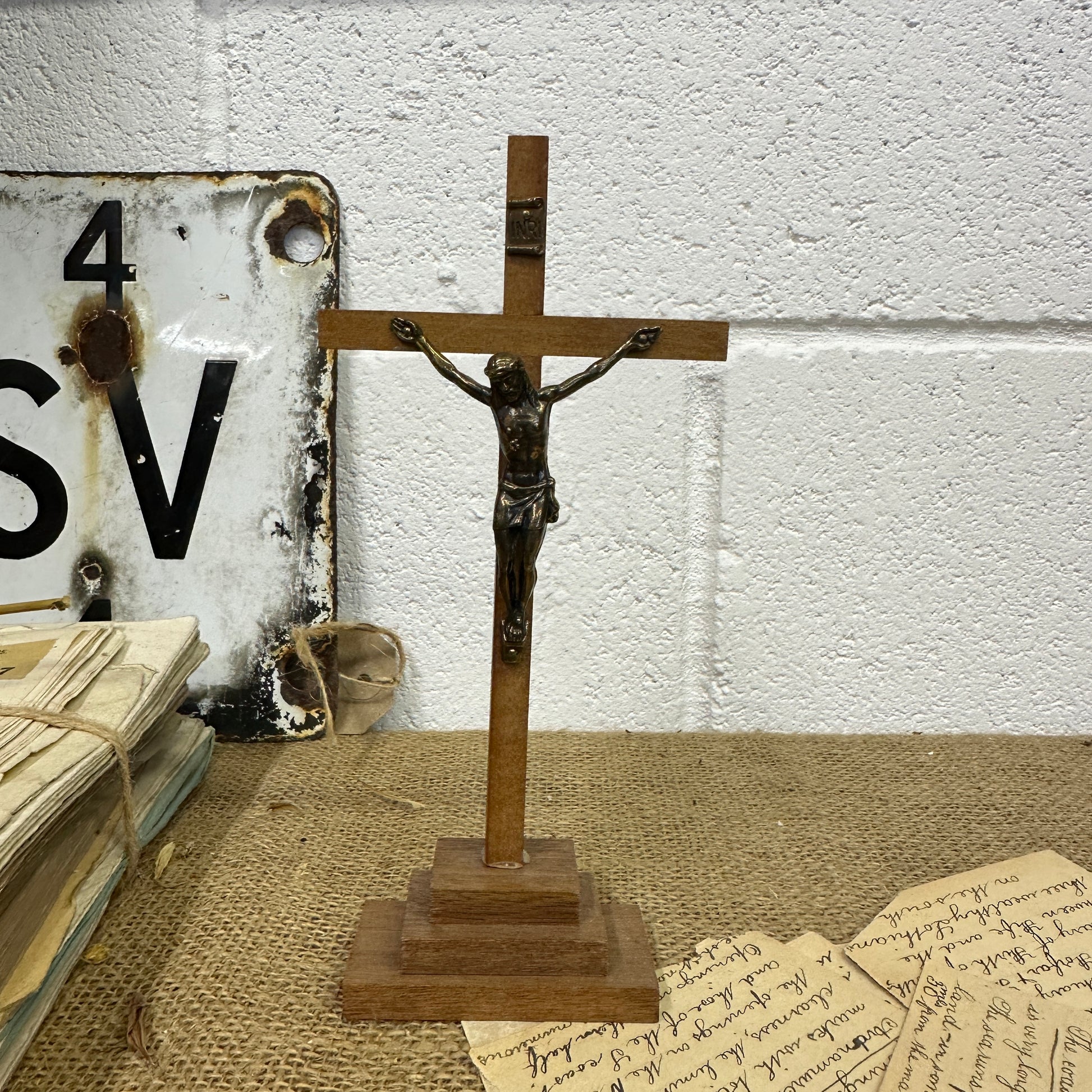 Vintage Small Standing Crucifix - The Blind Mole