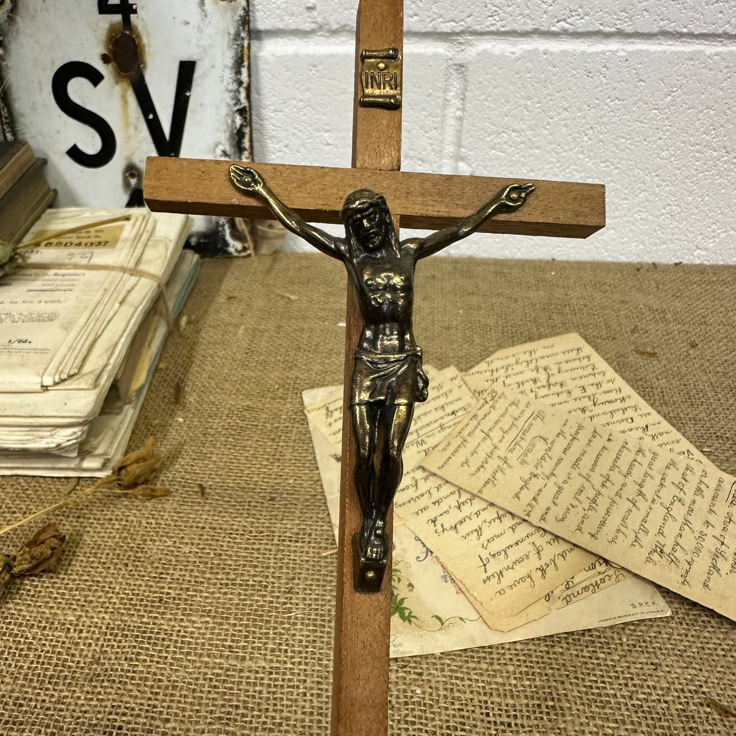 Vintage Small Standing Crucifix - The Blind Mole