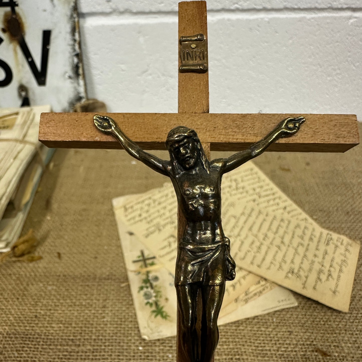 Vintage Small Standing Crucifix - The Blind Mole