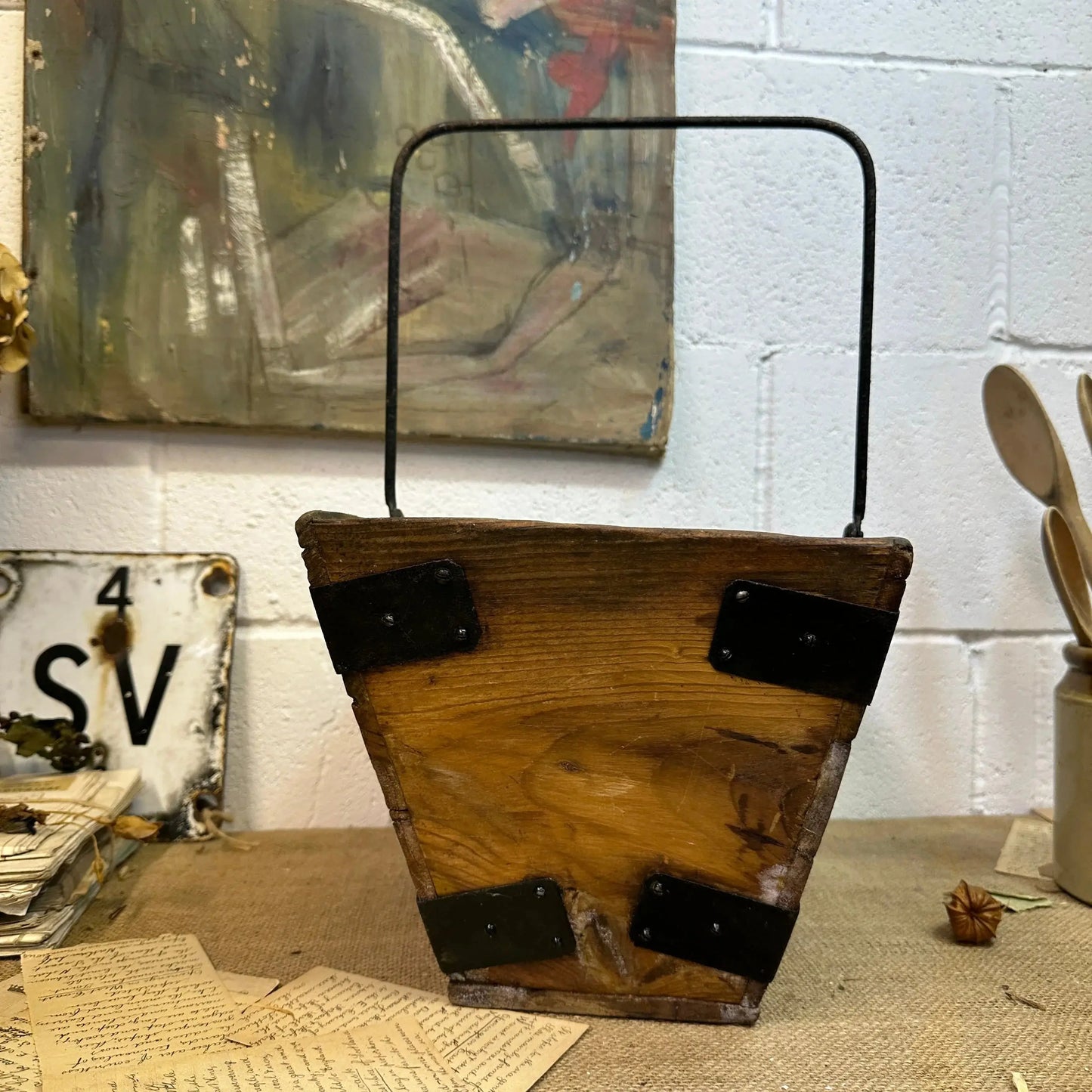 Antique Housemaid Trug Bucket The Blind Mole