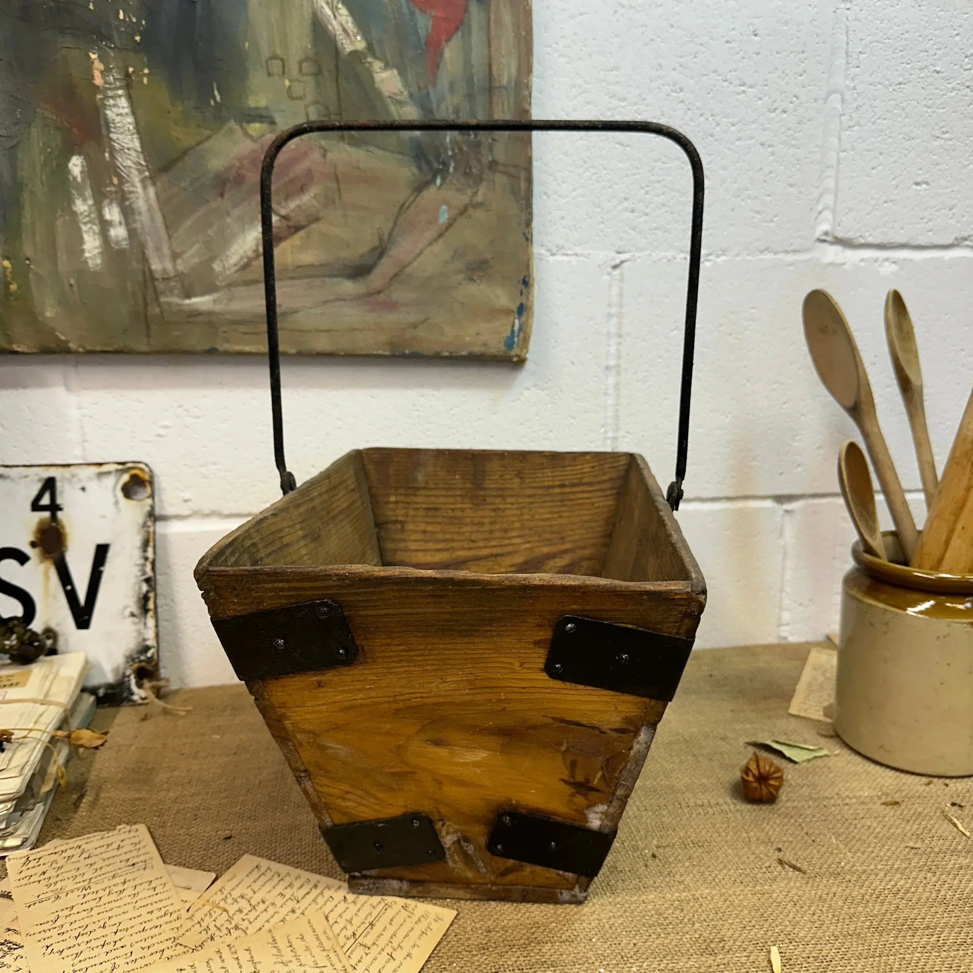 Antique Housemaid Trug Bucket The Blind Mole
