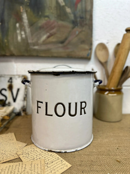 Vintage Enamel Flour Bin - The Blind Mole