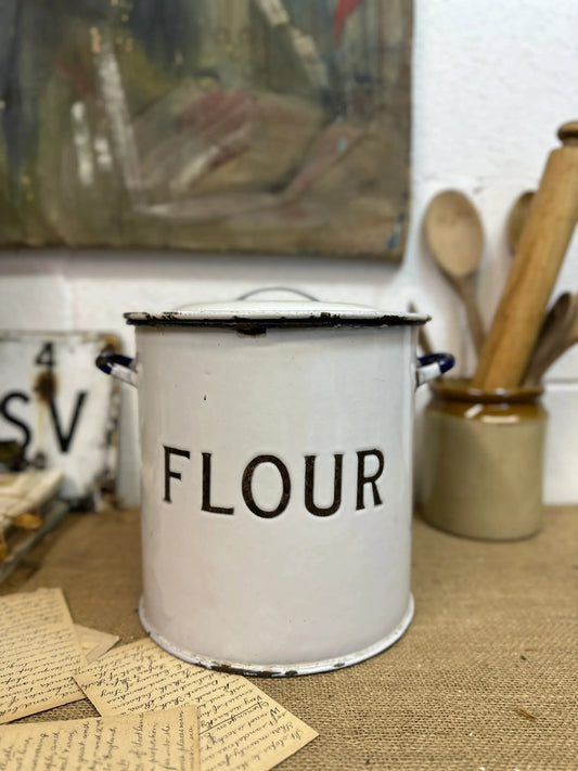 Vintage Enamel Flour Bin - The Blind Mole