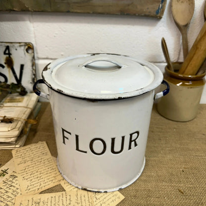 Vintage Enamel Flour Bin - The Blind Mole