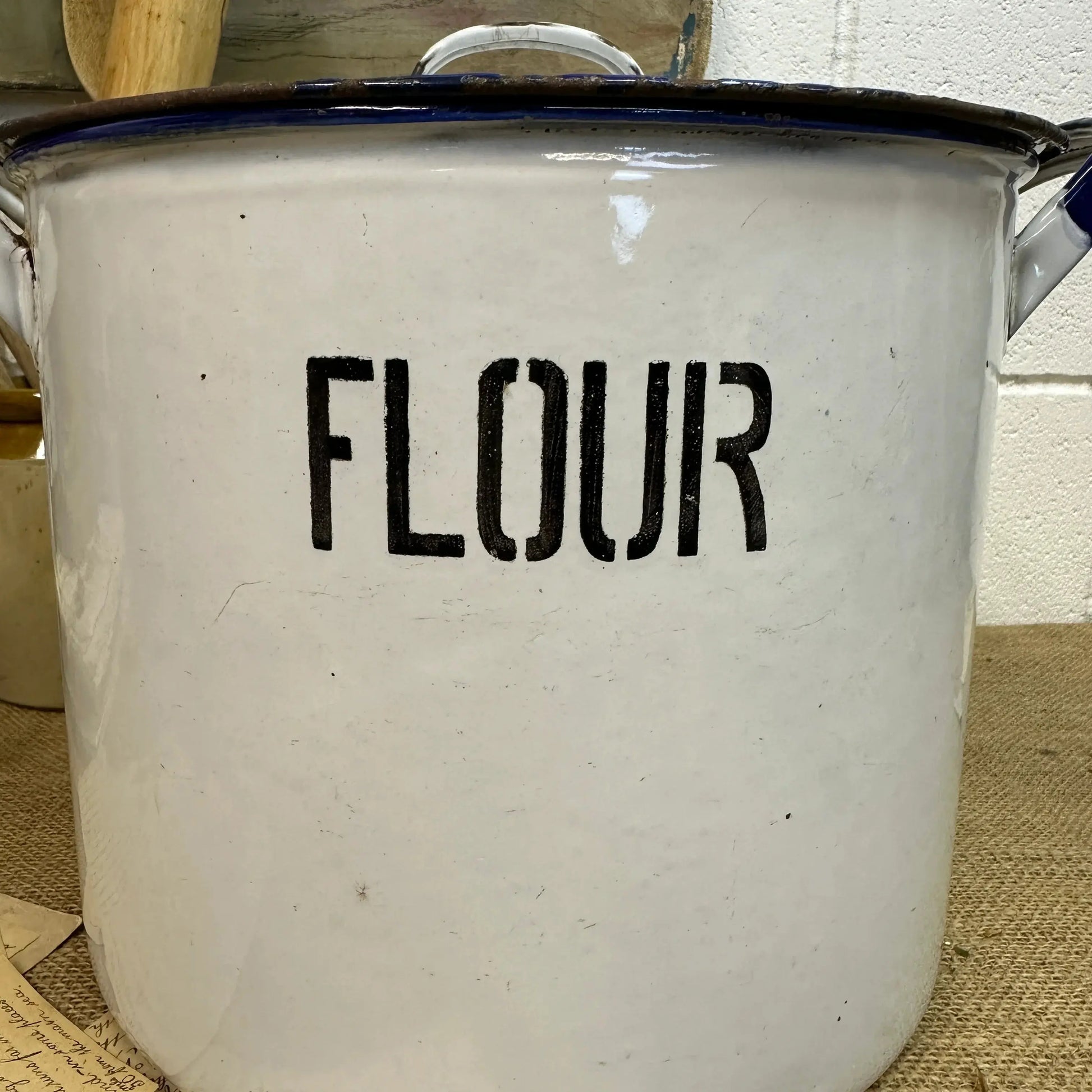 Large Enamel Flour Bin - The Blind Mole