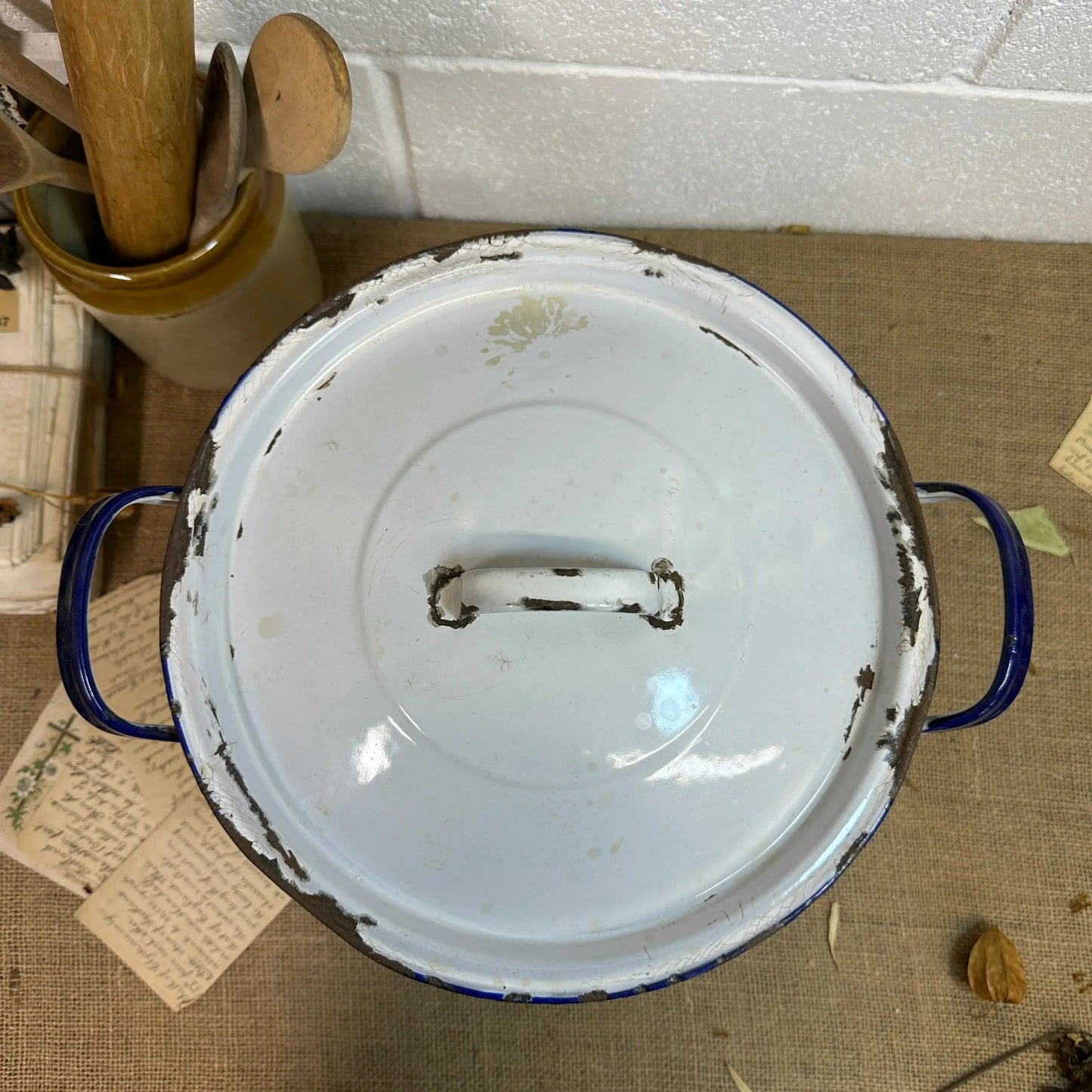 Large Enamel Flour Bin - The Blind Mole