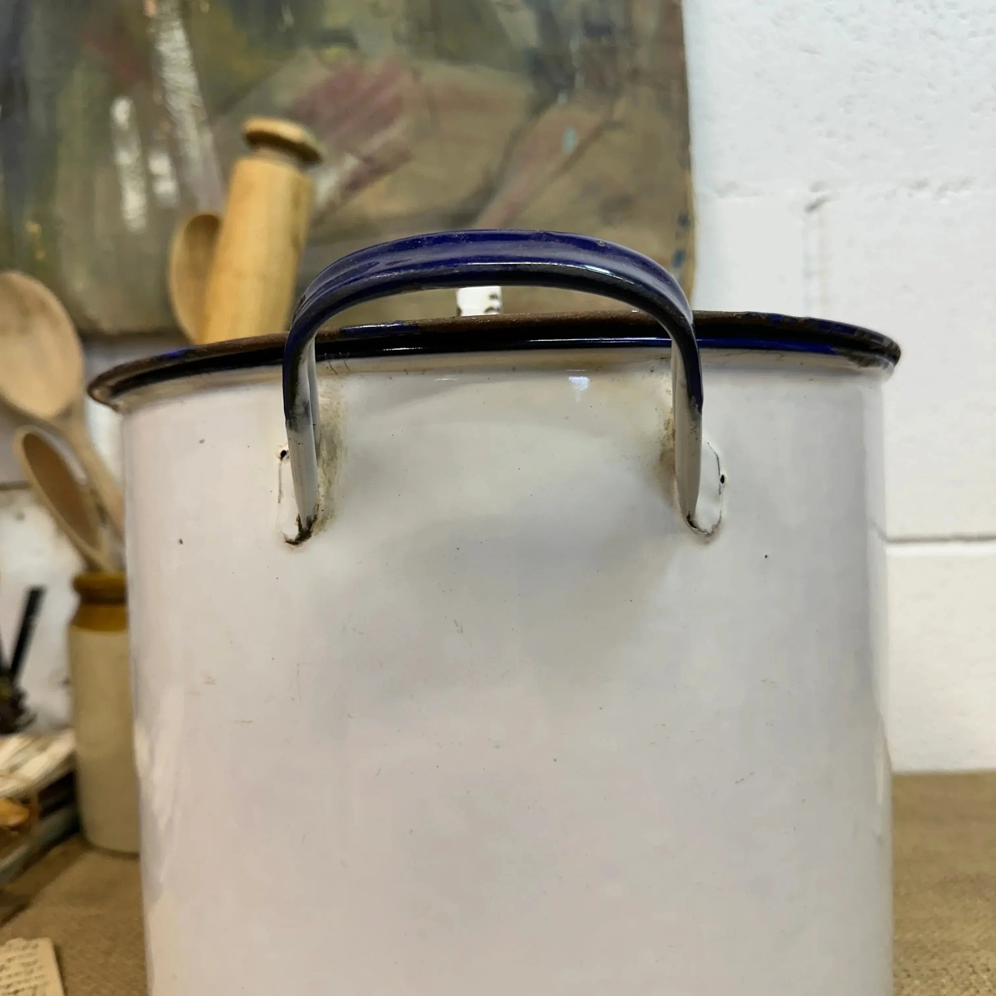 Large Enamel Flour Bin - The Blind Mole