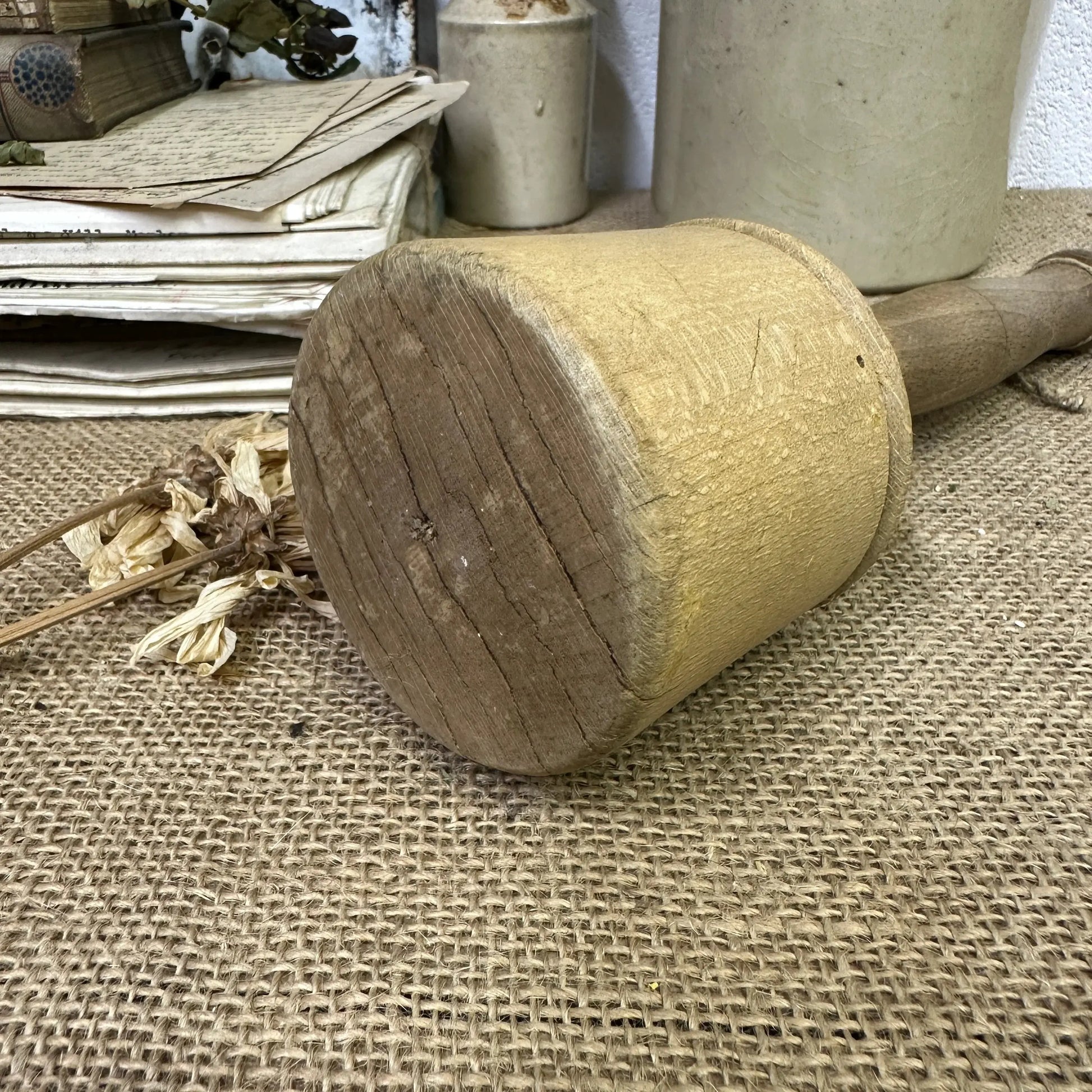 Antique Treen Vegetable Masher Pie Dolly - The Blind Mole