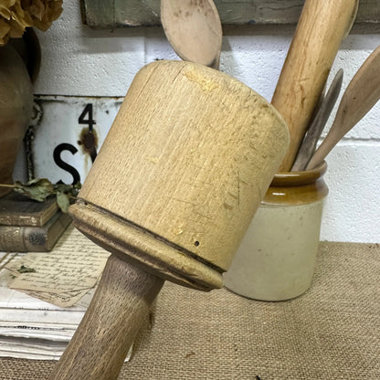 Antique Treen Vegetable Masher Pie Dolly - The Blind Mole