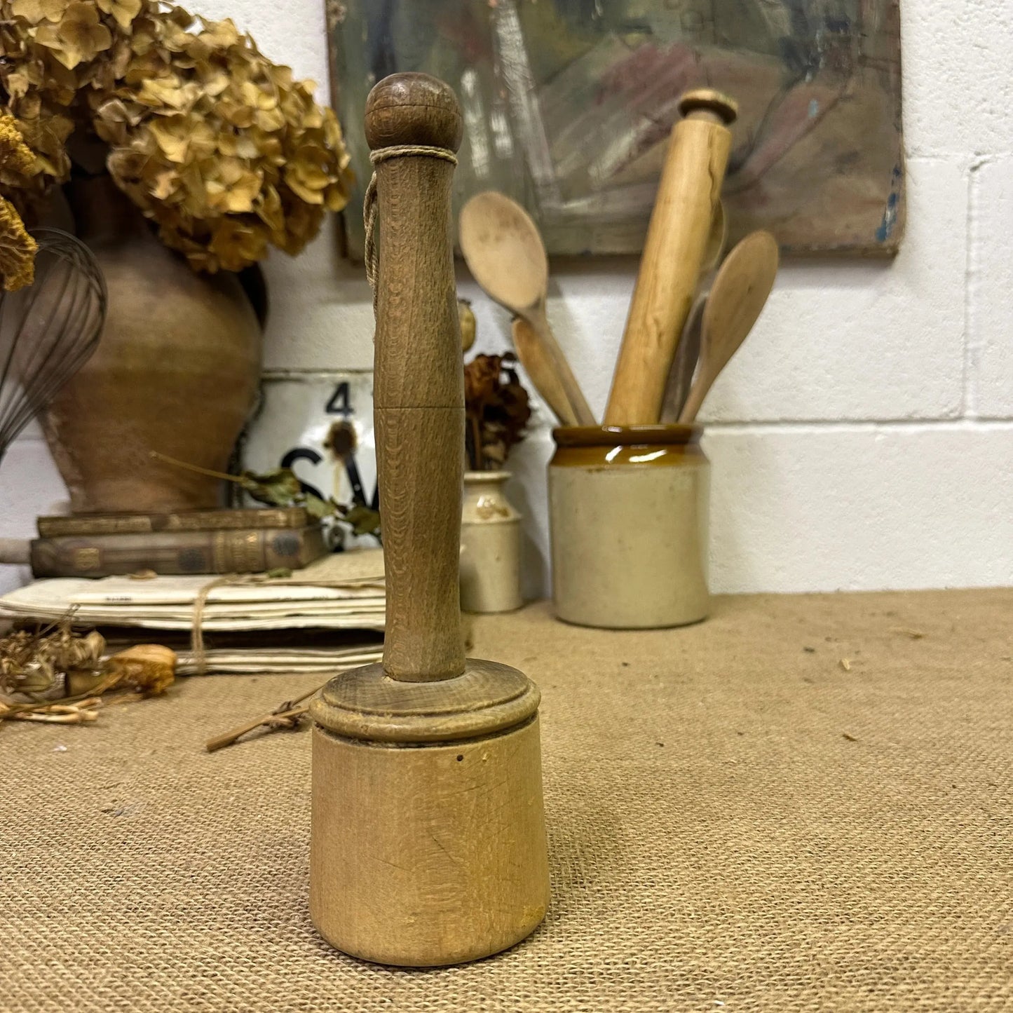 Antique Treen Vegetable Masher Pie Dolly - The Blind Mole