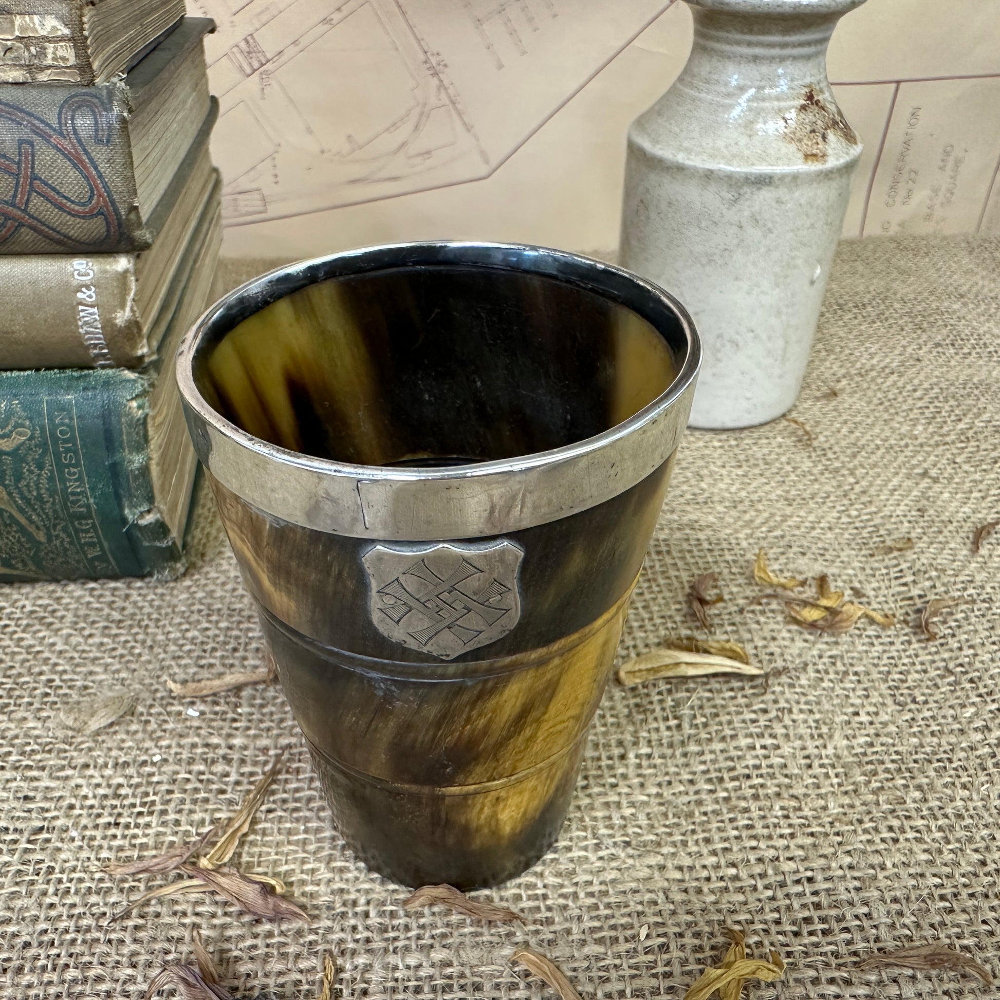 Antique Horn Collapsible Hunting Cup