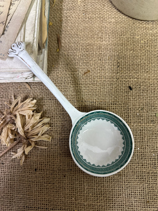 Victorian Ironstone Ceramic Serving Ladle, Spoon Green - The Blind Mole