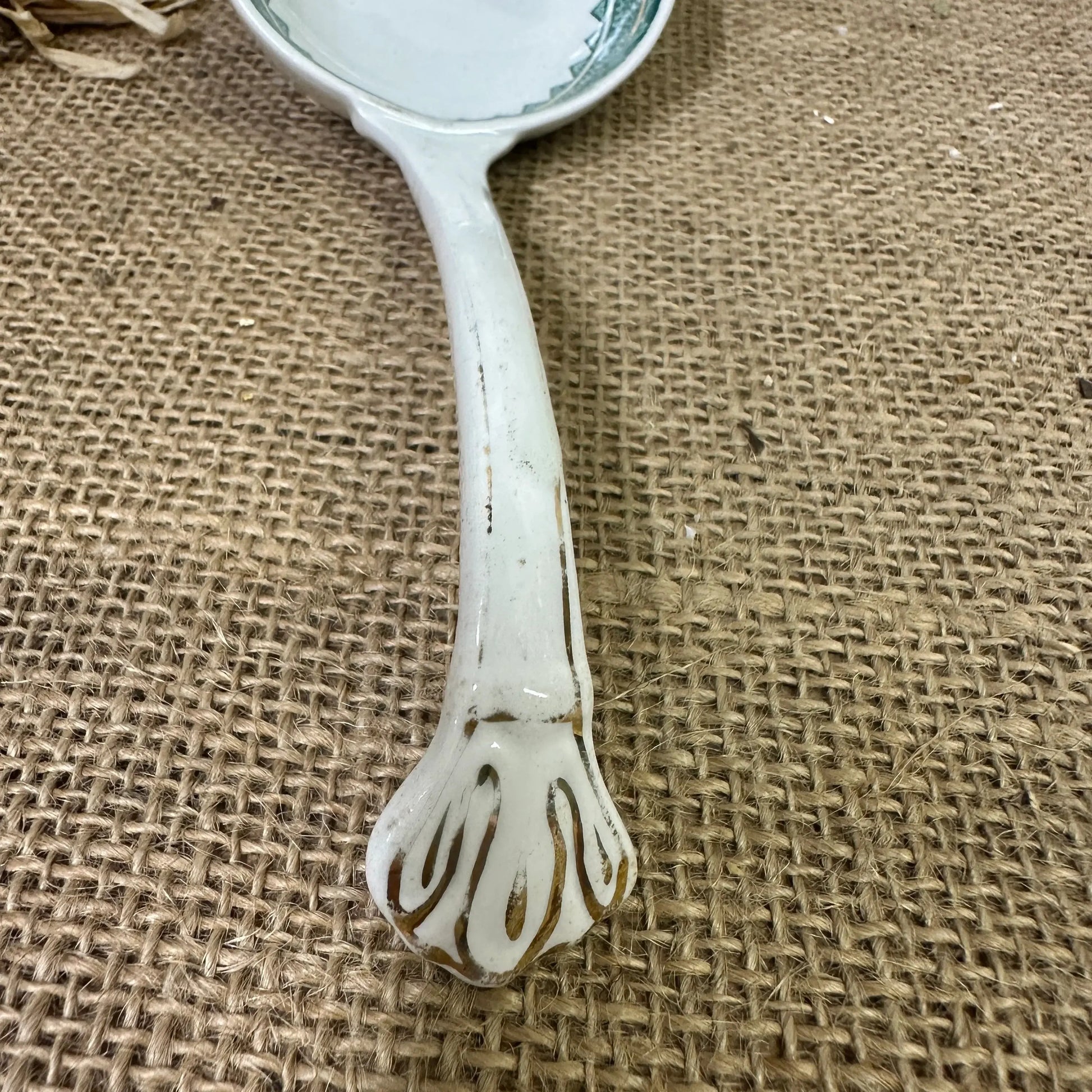 Victorian Ironstone Ceramic Serving Ladle, Spoon Green - The Blind Mole