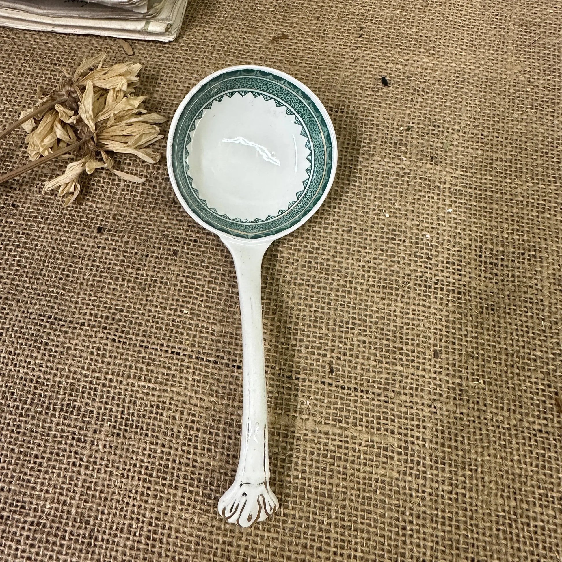 Victorian Ironstone Ceramic Serving Ladle, Spoon Green - The Blind Mole