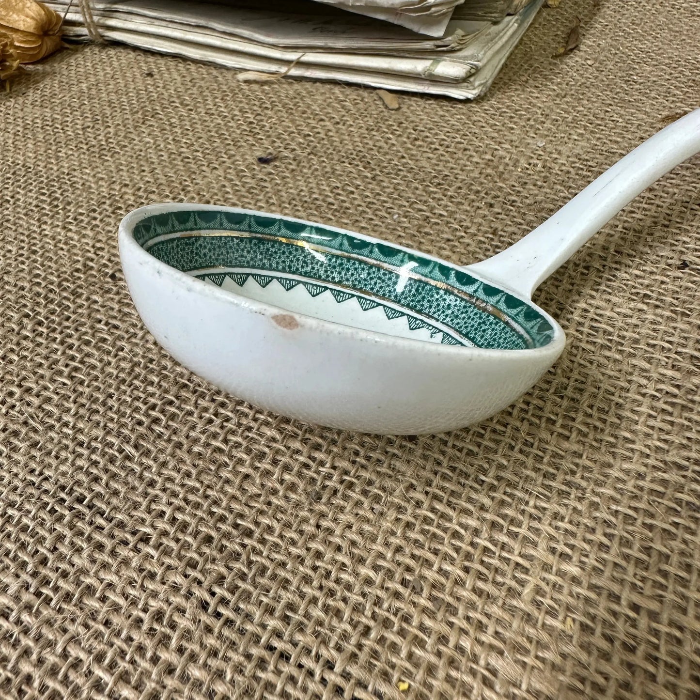 Victorian Ironstone Ceramic Serving Ladle, Spoon Green - The Blind Mole