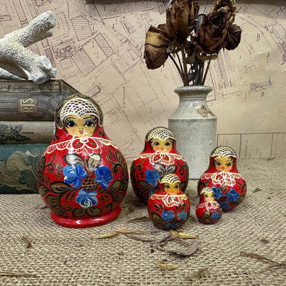 Red Matryoshka Russian Stacking Dolls