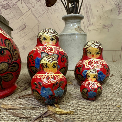 Red Matryoshka Russian Stacking Dolls