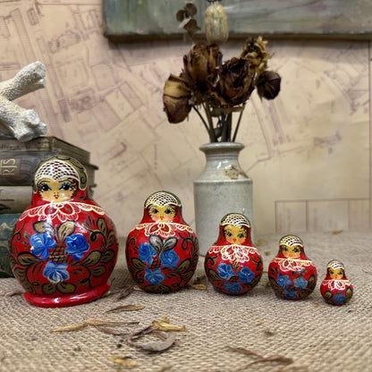 Red Matryoshka Russian Stacking Dolls