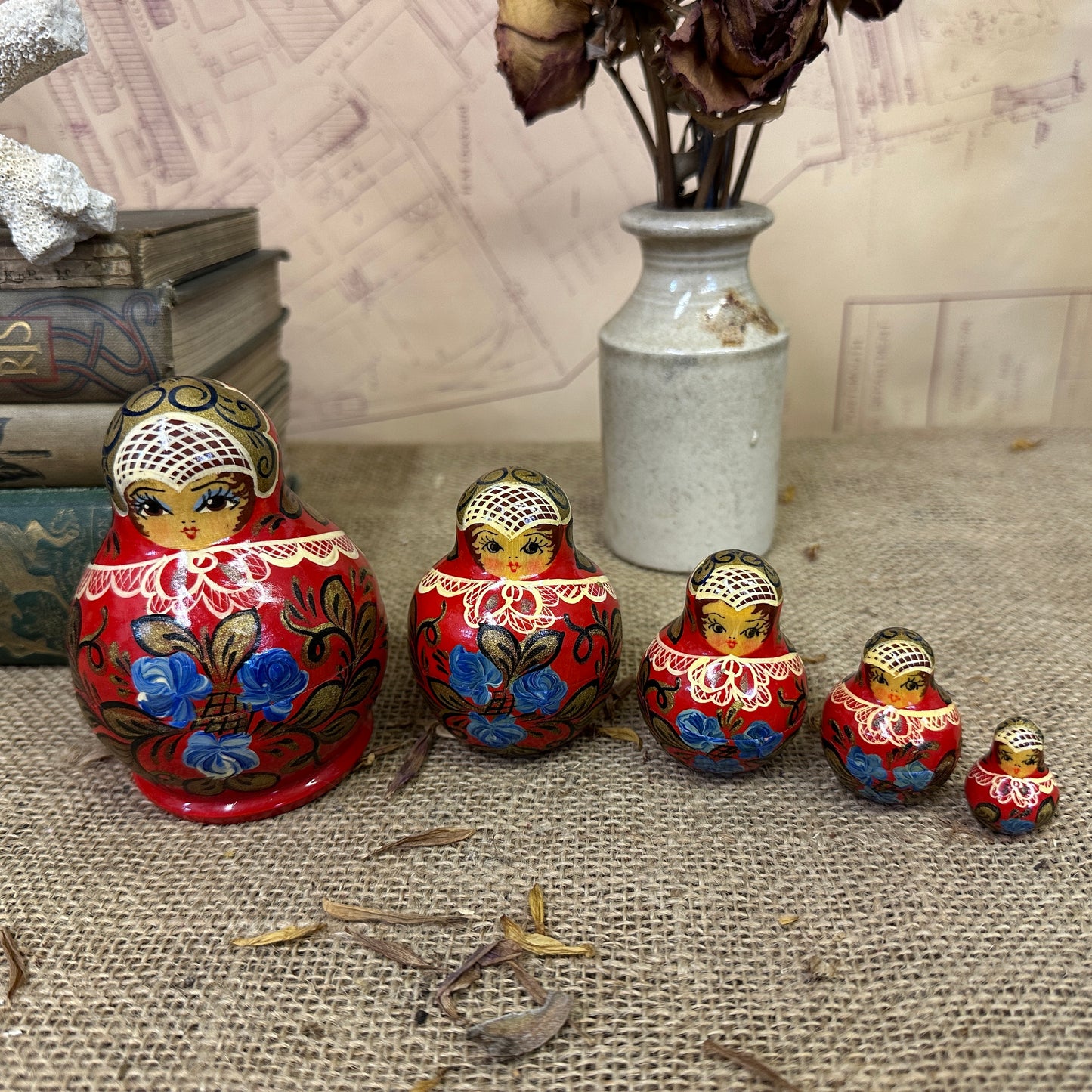 Red Matryoshka Russian Stacking Dolls