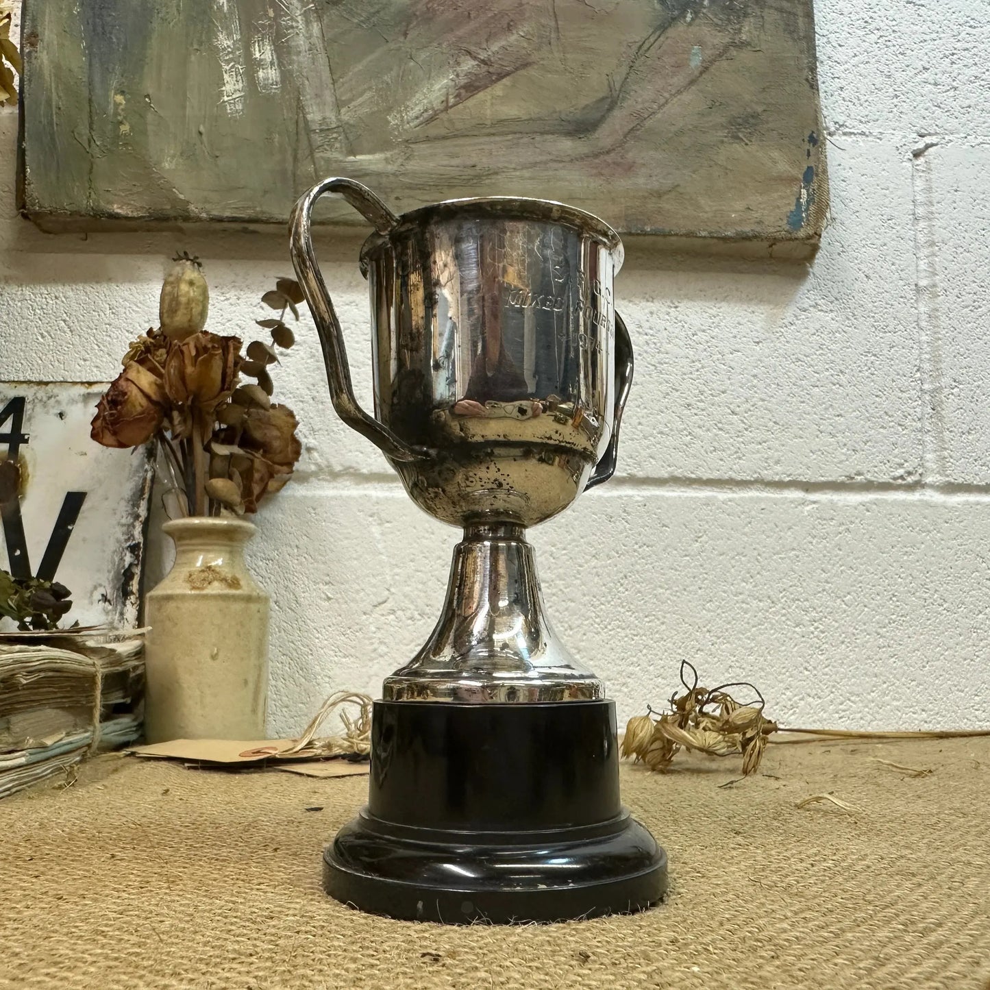 Small Vintage Decorative Trophy / Cup with Base 1974 - The Blind Mole
