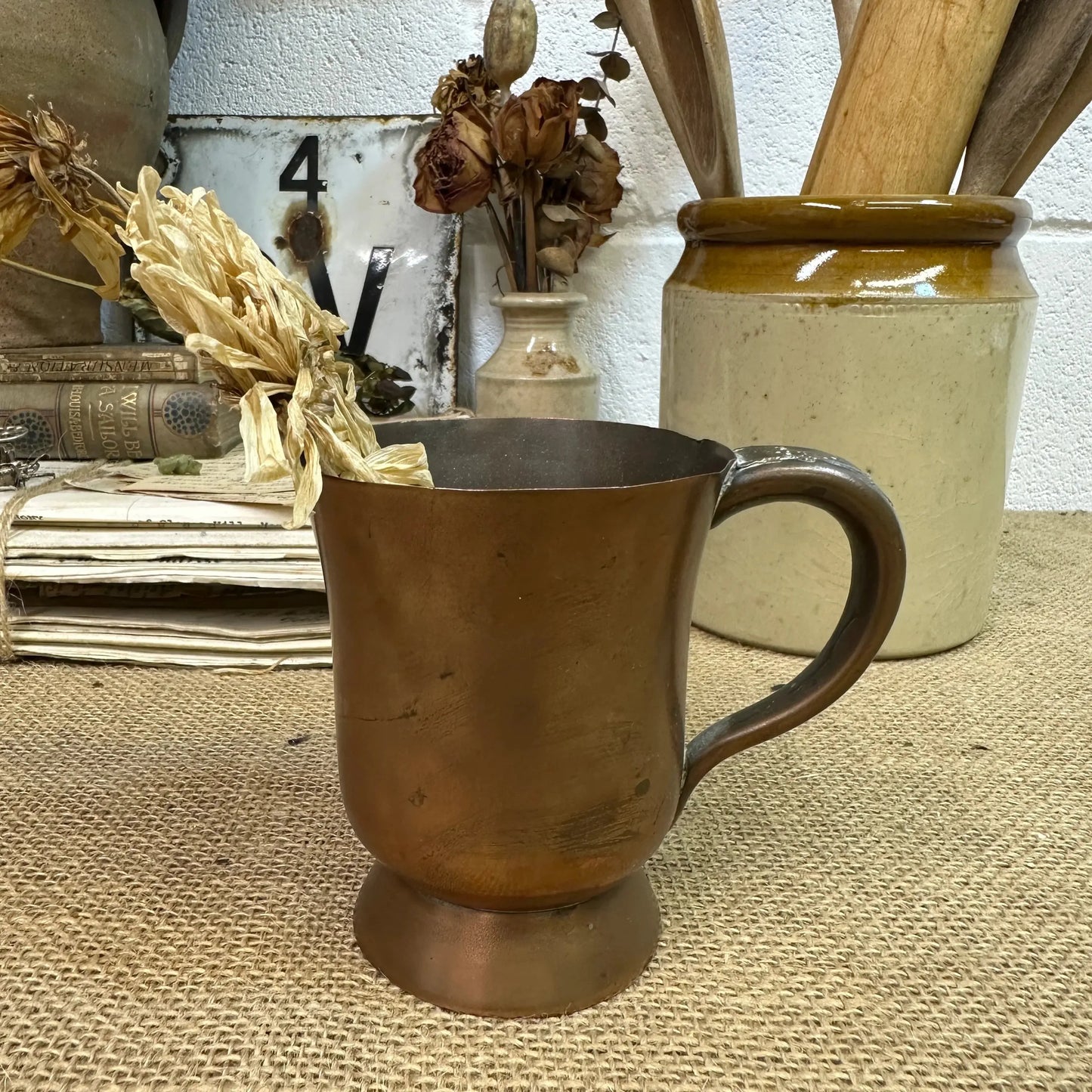 Antique Copper Tankard Planter Half Pint - The Blind Mole
