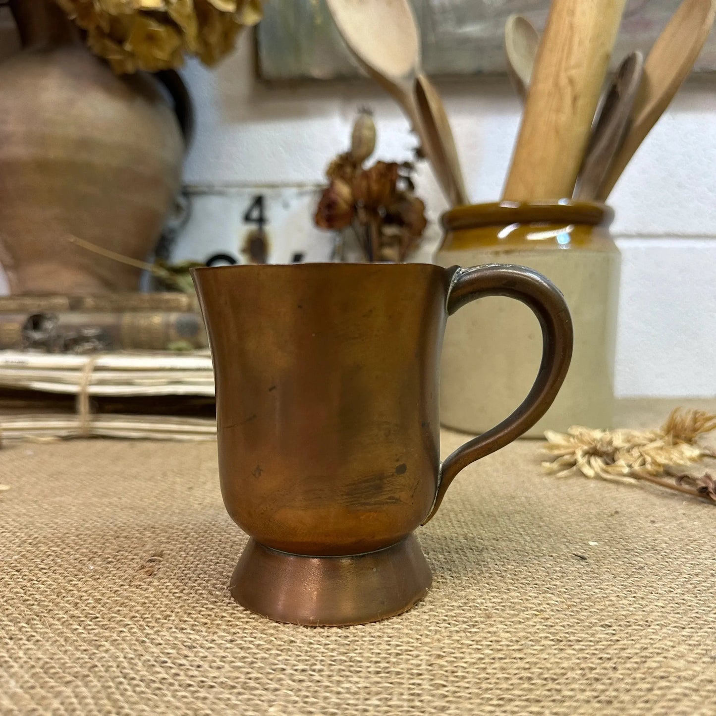 Antique Copper Tankard Planter Half Pint - The Blind Mole