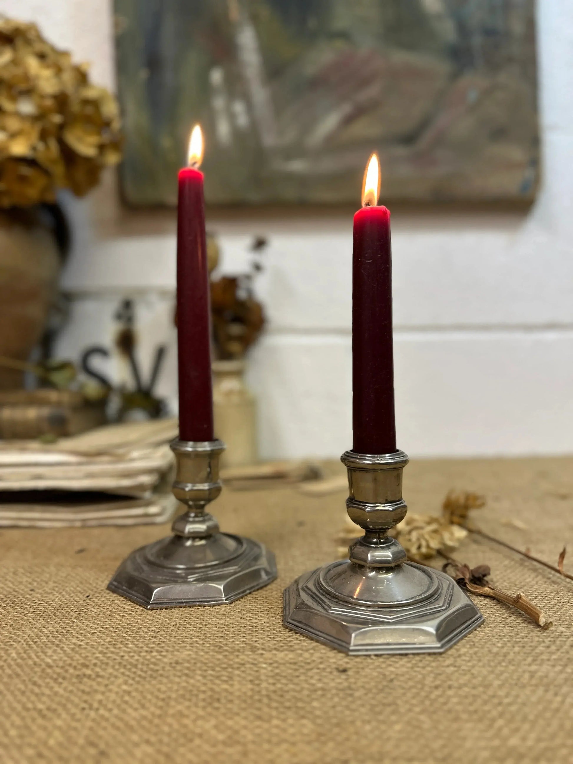 Beautiful Pair of Silver Plated Candlesticks - The Blind Mole