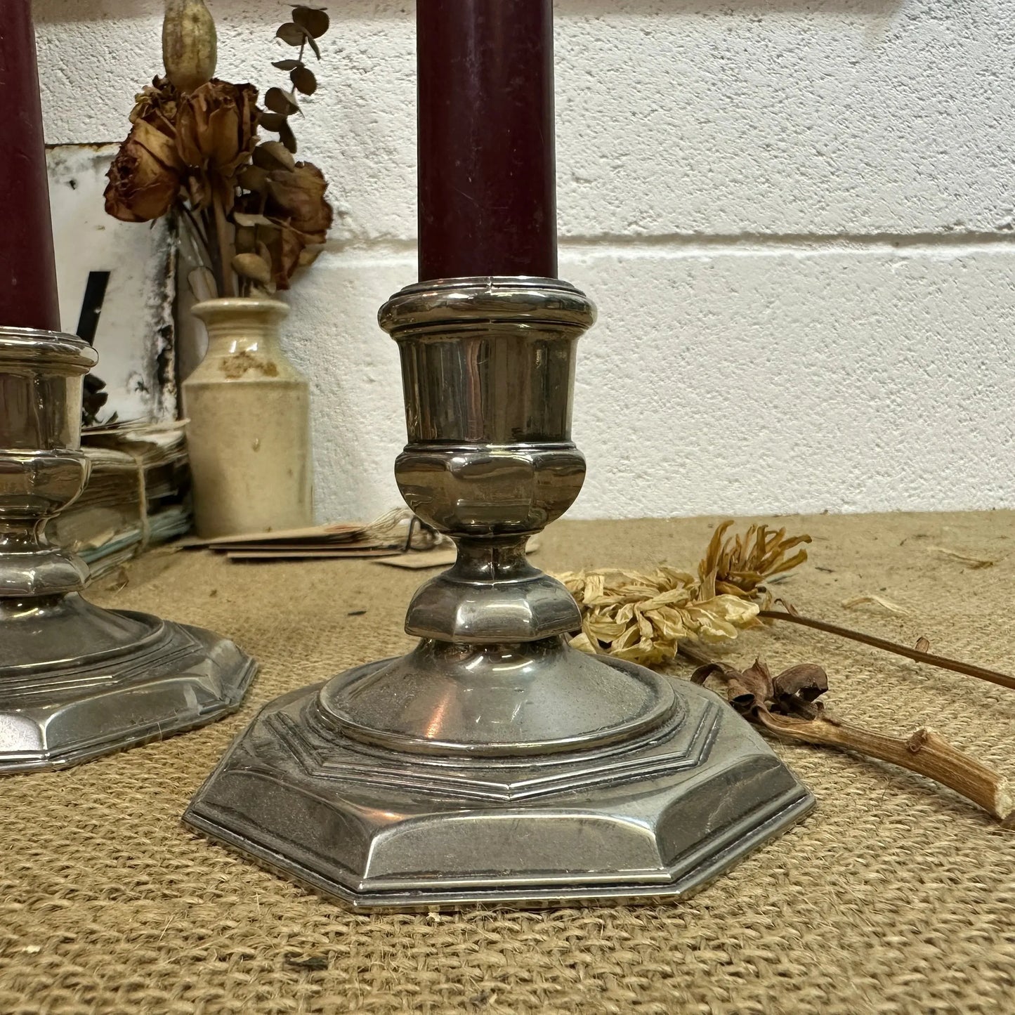 Beautiful Pair of Silver Plated Candlesticks - The Blind Mole