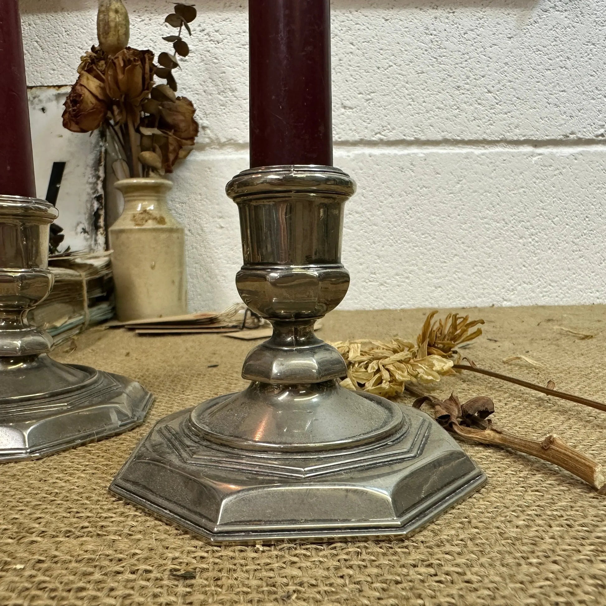 Beautiful Pair of Silver Plated Candlesticks - The Blind Mole