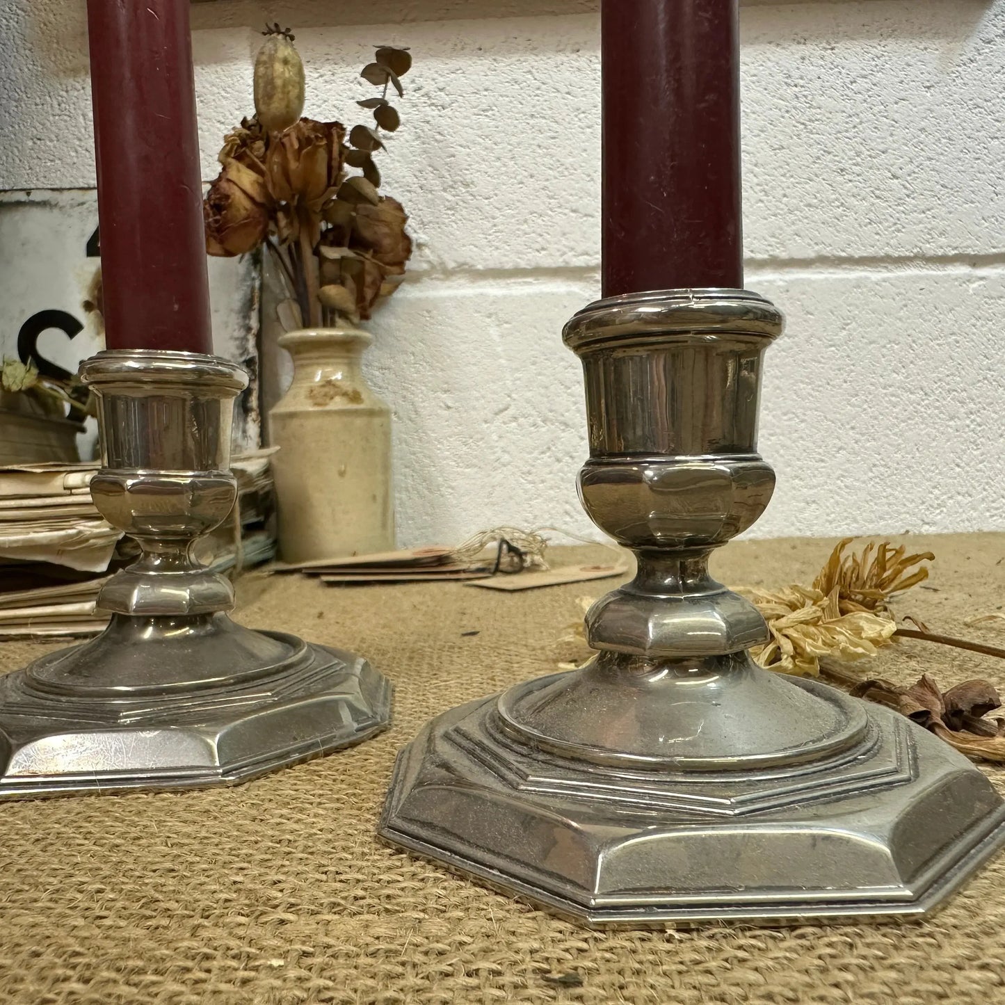 Beautiful Pair of Silver Plated Candlesticks - The Blind Mole