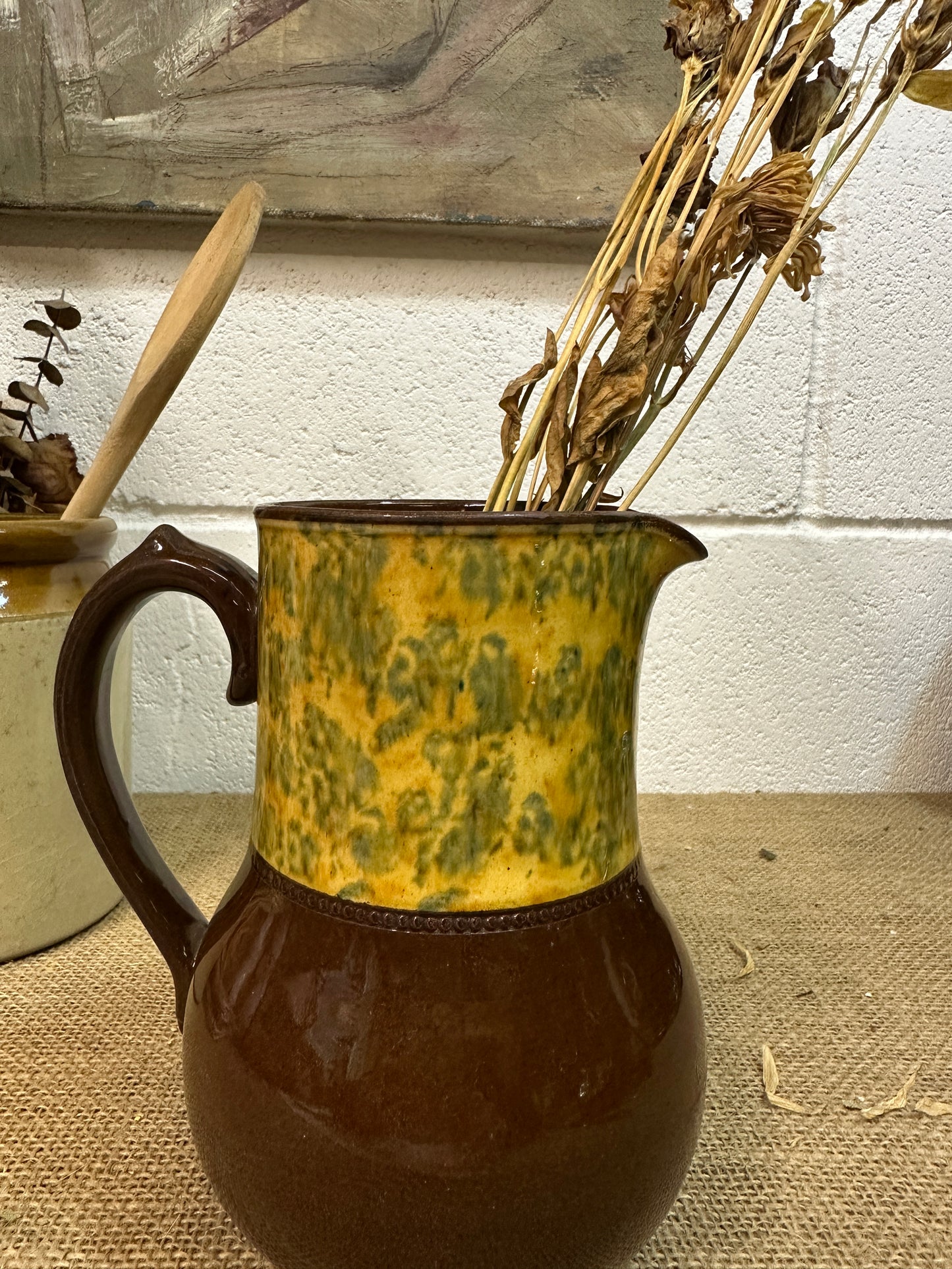 Dip Glazed Brown Stoneware Jug