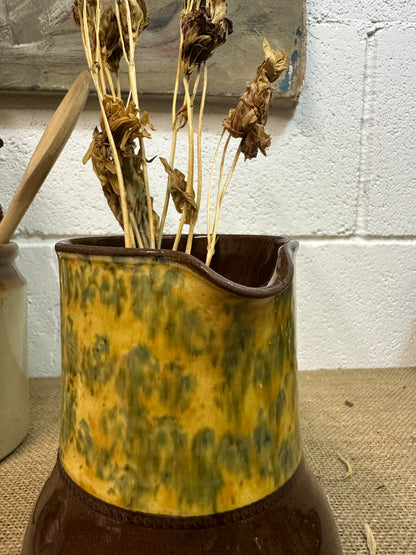 Dip Glazed Brown Stoneware Jug