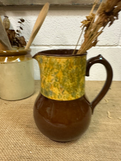 Dip Glazed Brown Stoneware Jug
