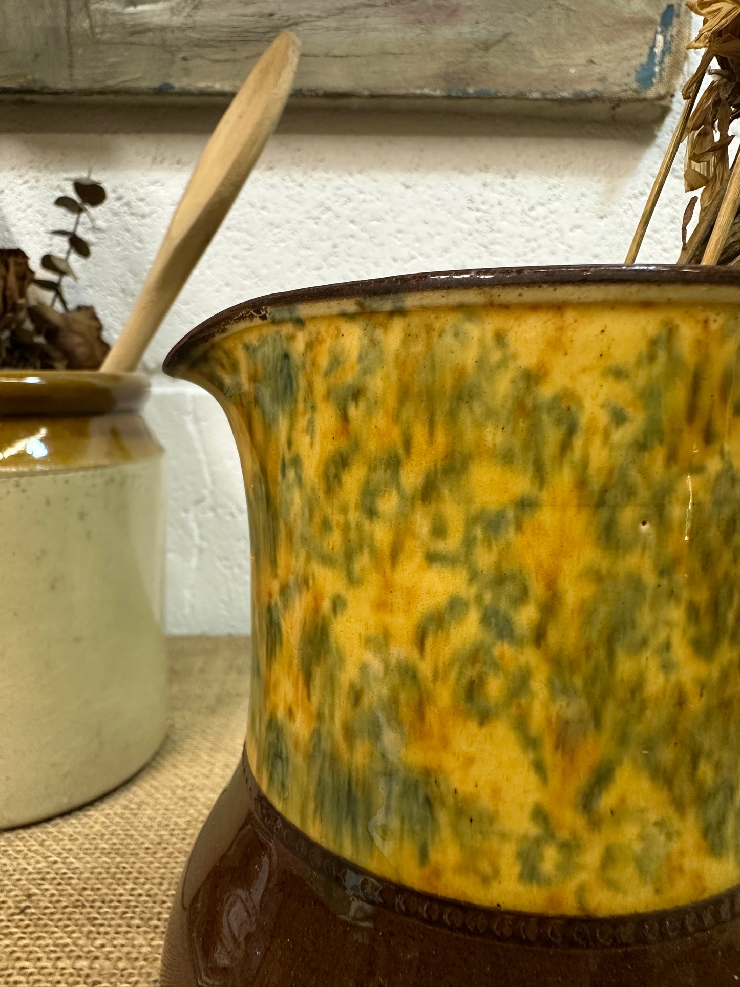 Dip Glazed Brown Stoneware Jug