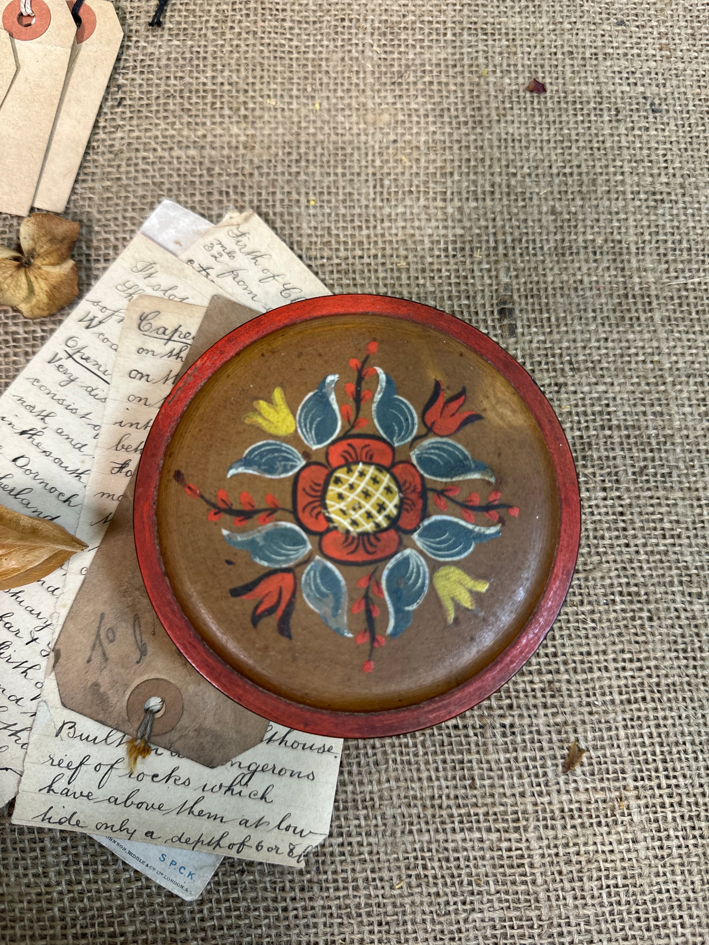 European Folk Art Trinket Lidded Pot