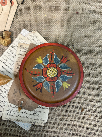 European Folk Art Trinket Lidded Pot