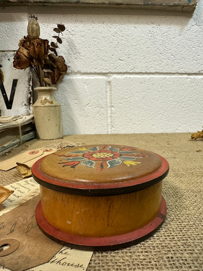 European Folk Art Trinket Lidded Pot