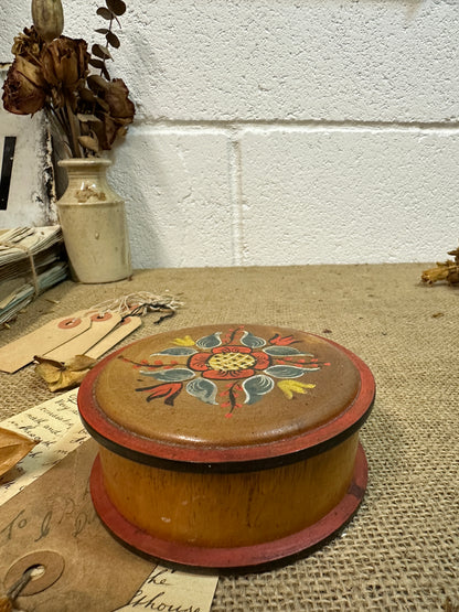 European Folk Art Trinket Lidded Pot