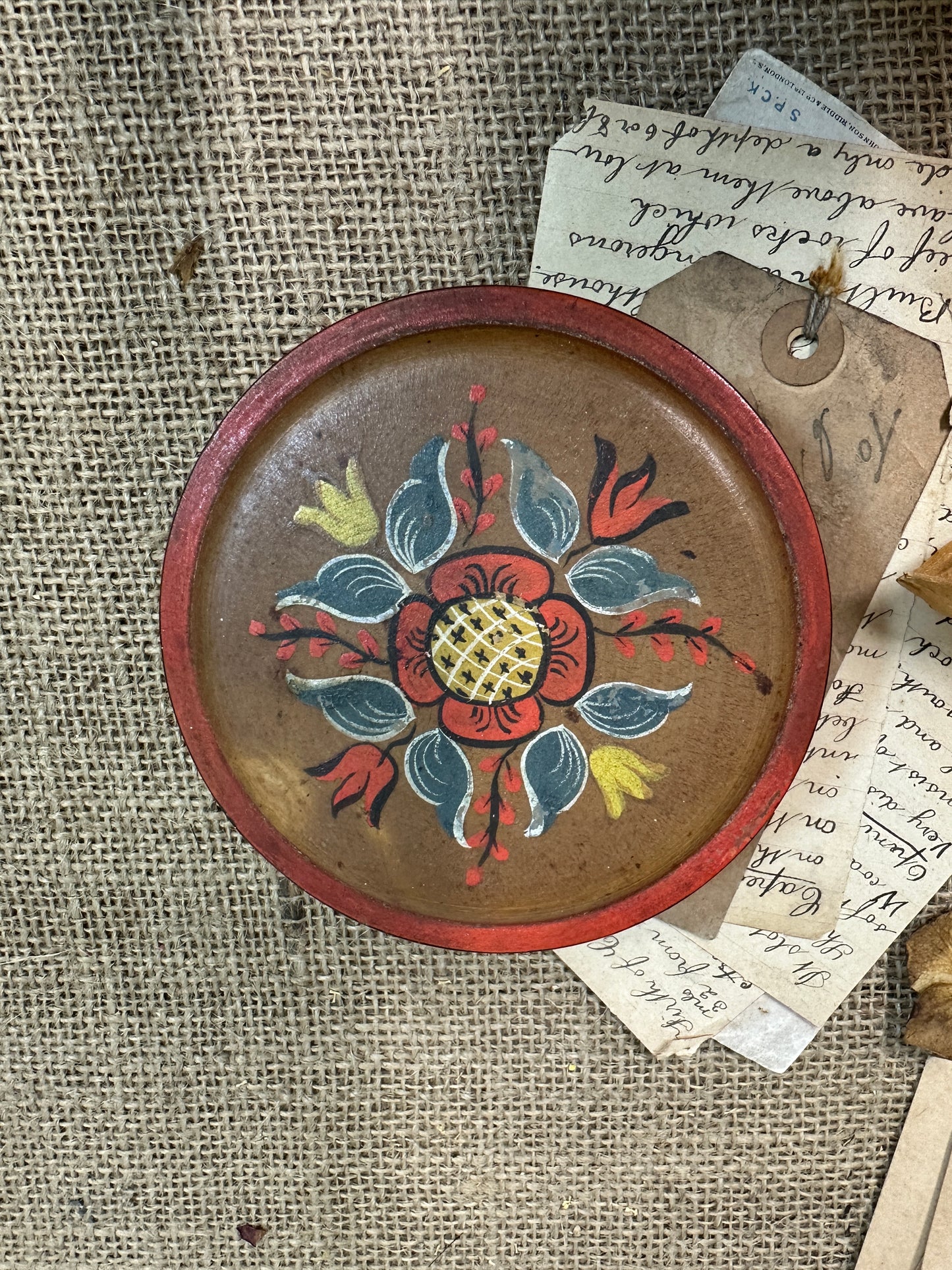 European Folk Art Trinket Lidded Pot