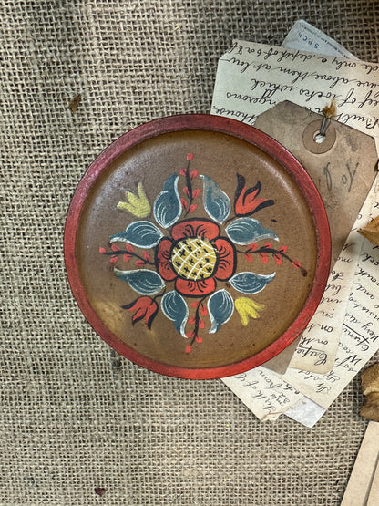 European Folk Art Trinket Lidded Pot