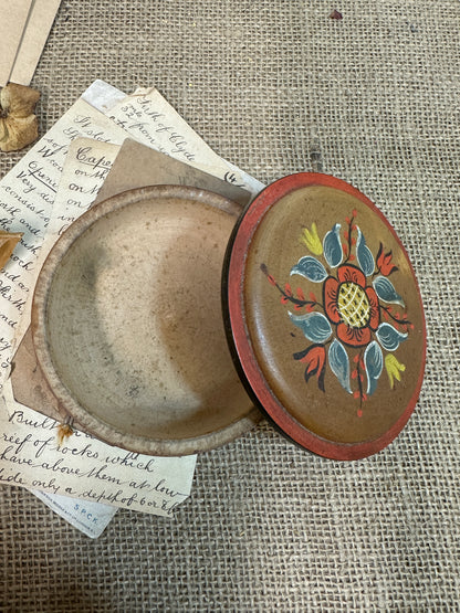 European Folk Art Trinket Lidded Pot