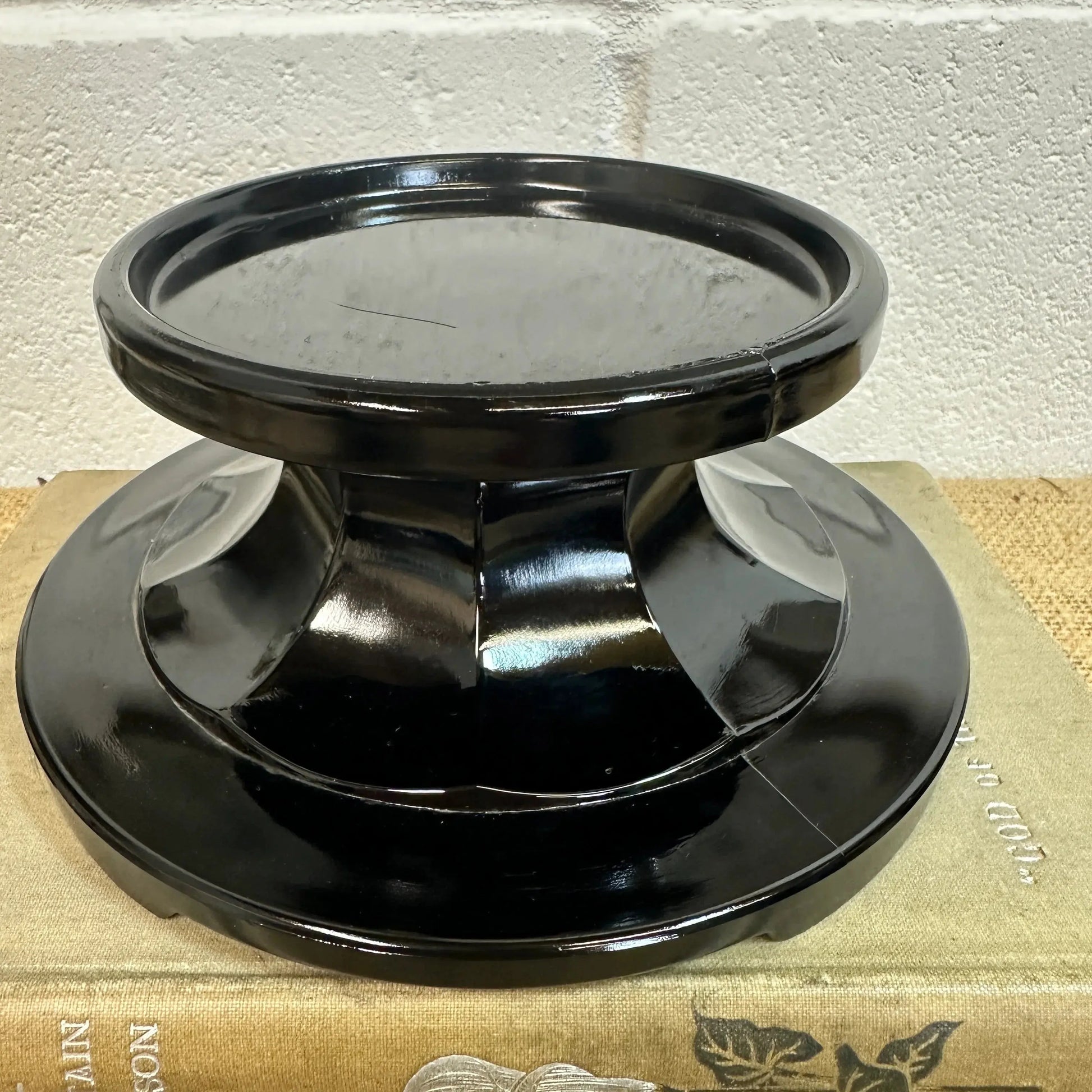 Black Amethyst Glass Art Deco Pedestals - The Blind Mole