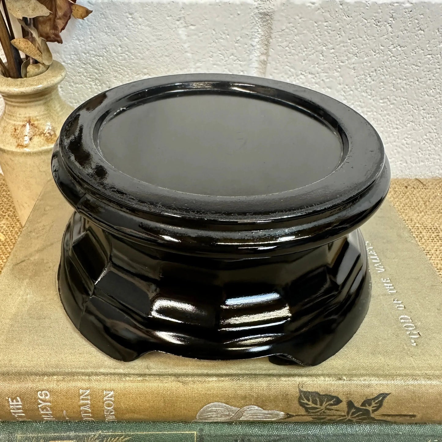 Black Glass Amethyst Art Deco Pedestals - The Blind Mole