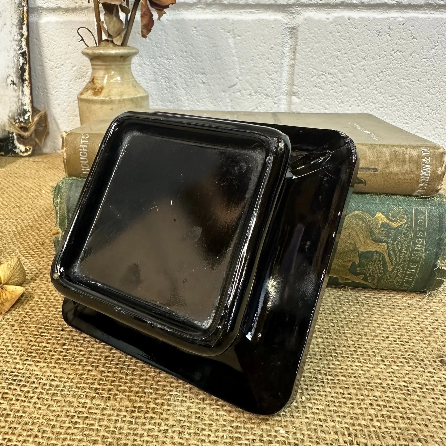 Black Glass Amethyst Art Deco Pedestals - The Blind Mole